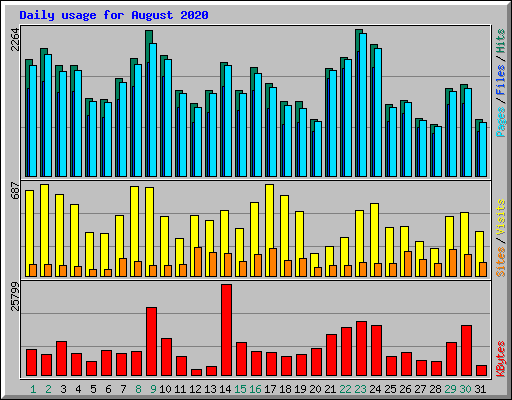 Daily usage for August 2020